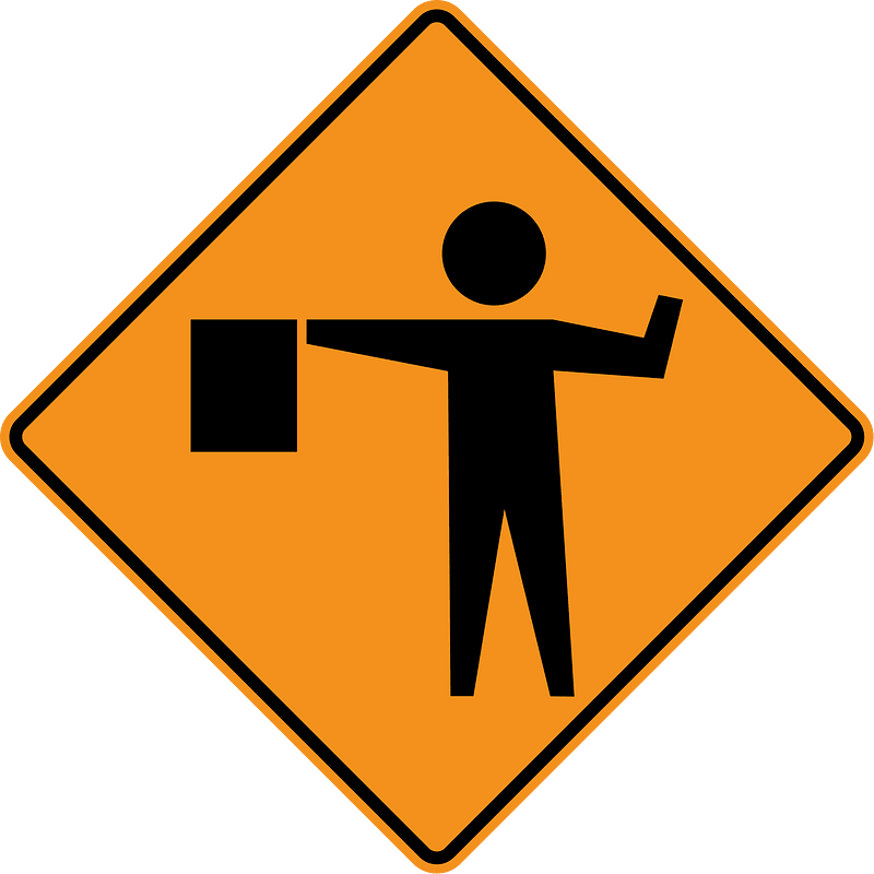 Flagman Ahead sign in United States