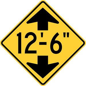 Height restriction ahead sign in United States