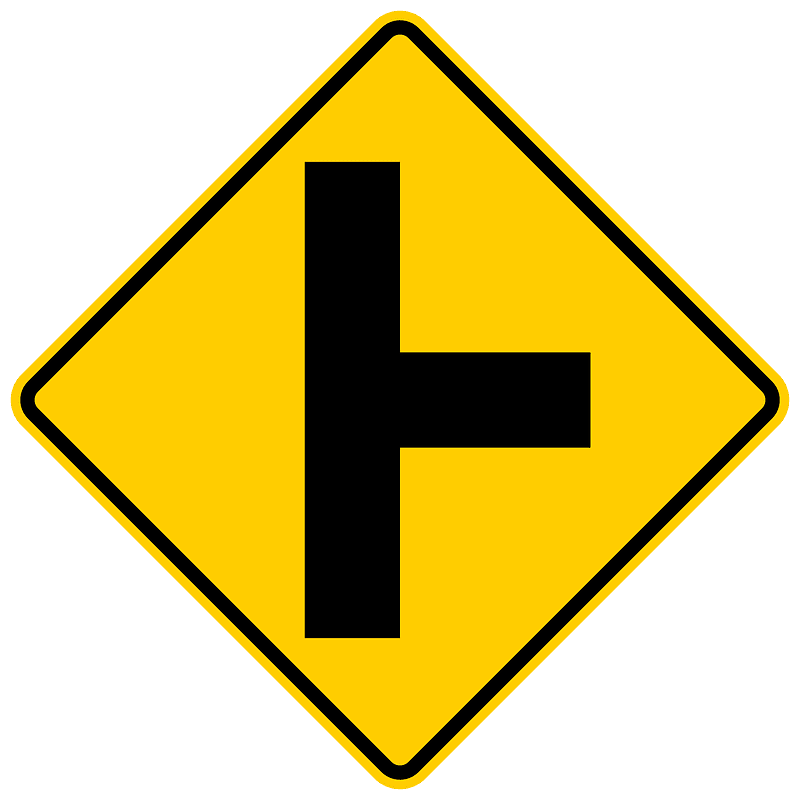 Junction with a side road ahead sign in United States