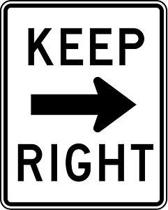 Keep right (or left) sign in United States