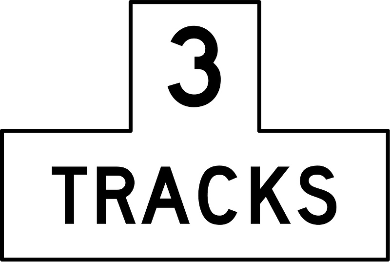Level crossing (multiple tracks) sign in United States