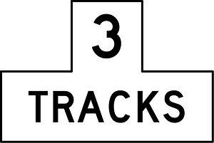 Level crossing (multiple tracks) sign in United States