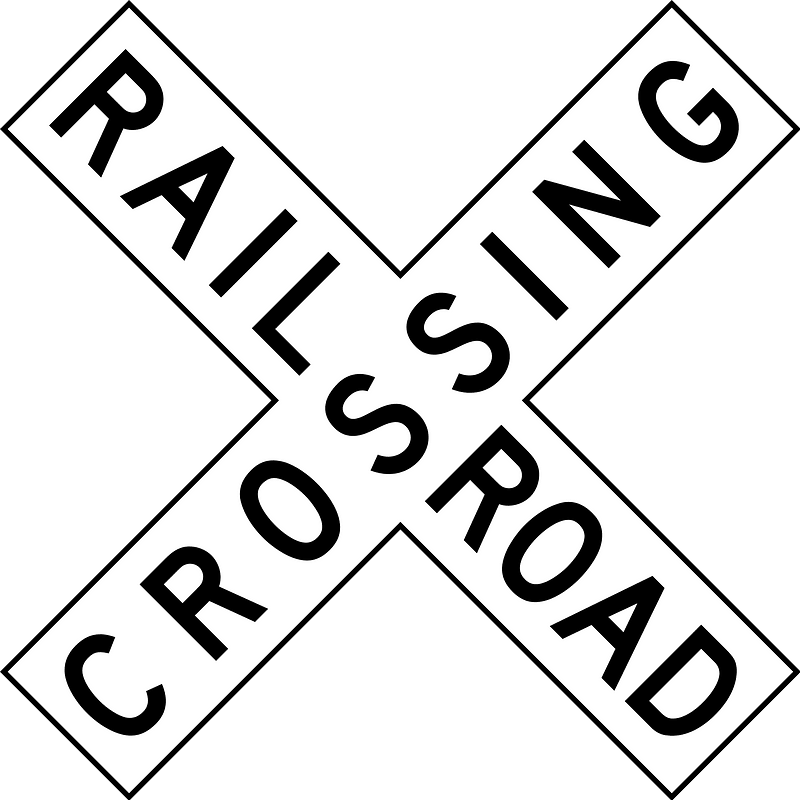 Level crossing (multiple tracks) sign in United States