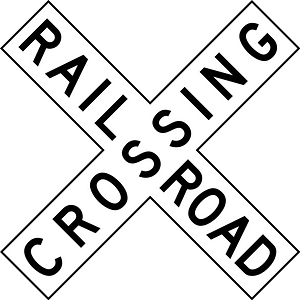 Level crossing (multiple tracks) sign in United States