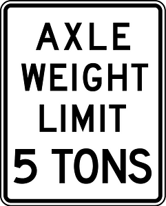 Maximum weight per axle sign in United States
