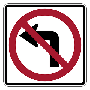 No left turn sign in United States