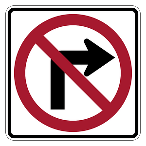 No right turn sign in United States