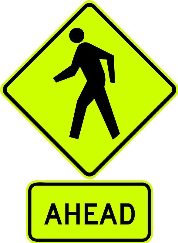 Pedestrians / crossing ahead sign in United States