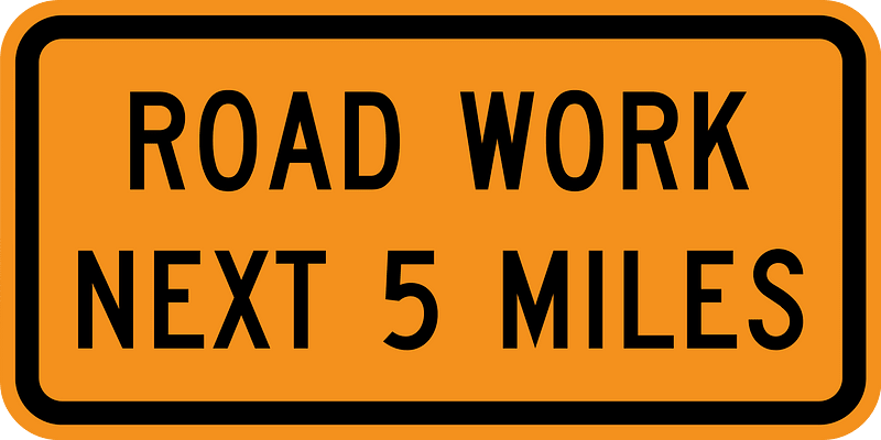 Roadworks sign in United States