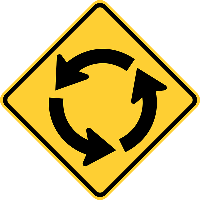 Roundabout ahead sign in United States