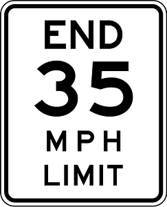 Speed restriction ends sign in United States