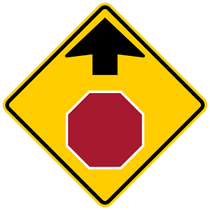 Stop sign ahead sign in United States