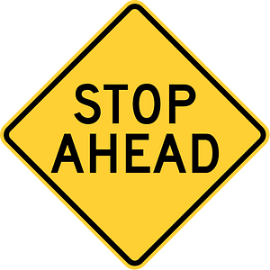 Stop sign ahead sign in United States