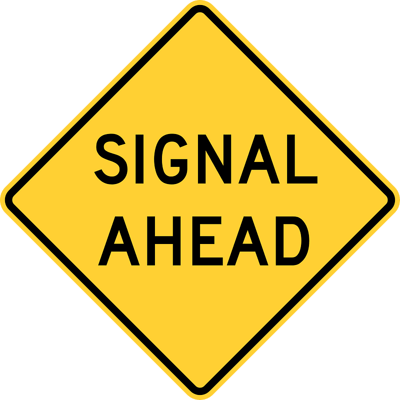 Traffic signals ahead sign in United States