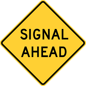 Traffic signals ahead sign in United States