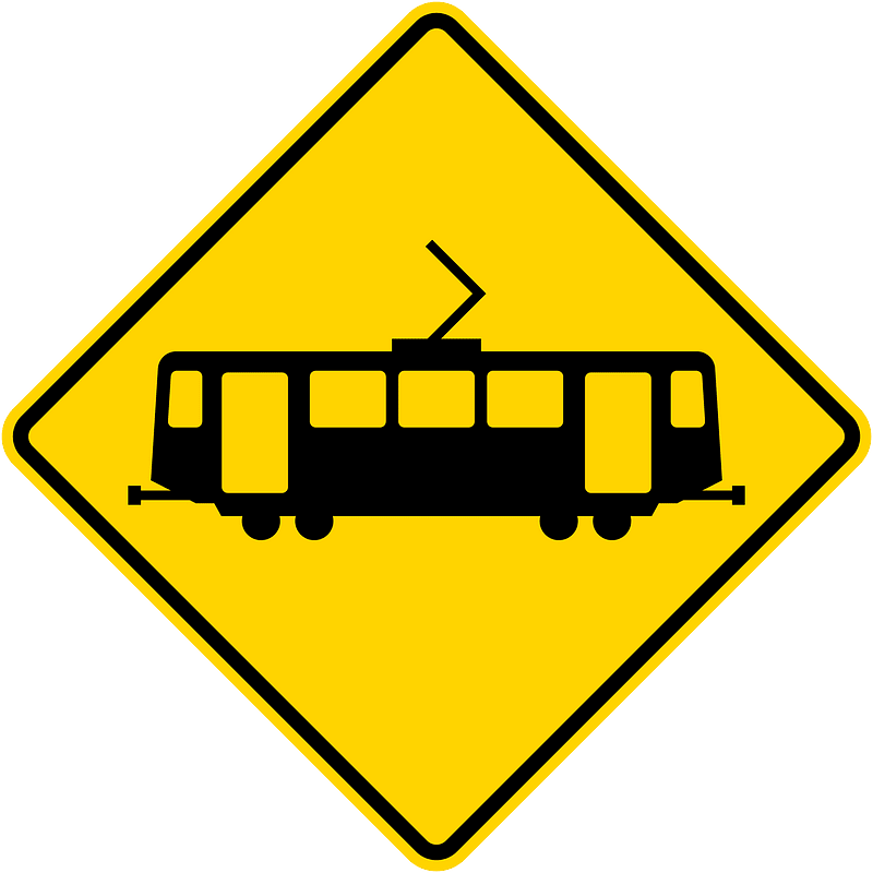 Tram / streetcar crossing sign in United States