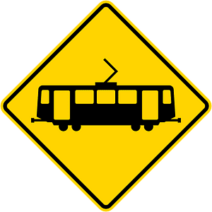 Tram / streetcar crossing sign in United States