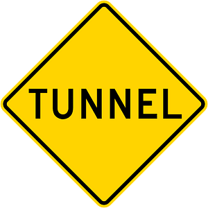 Tunnel ahead sign in United States