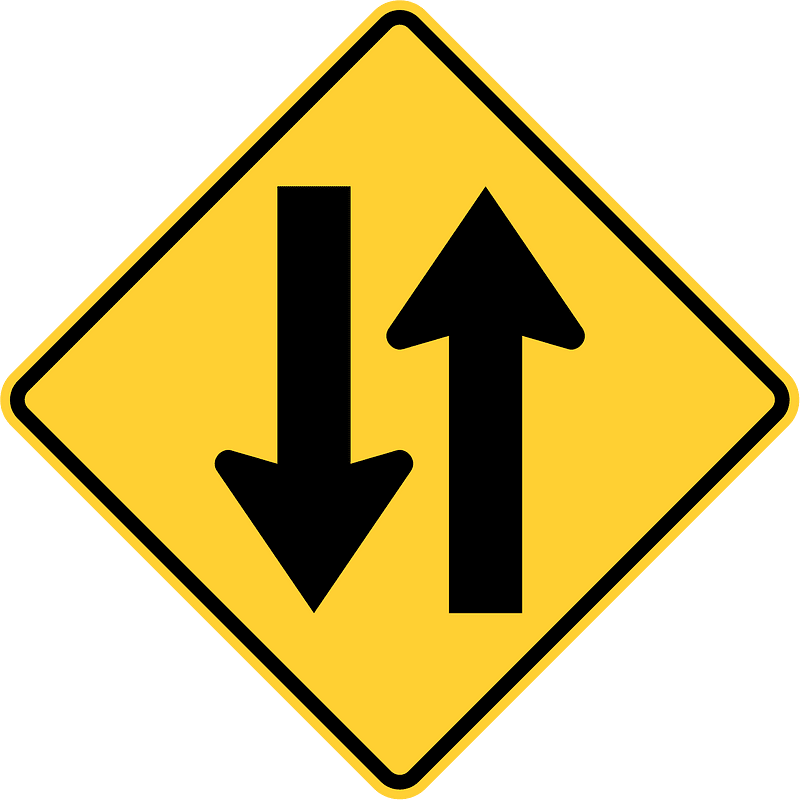 Two-way traffic ahead sign in United States