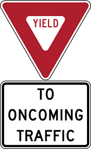 Yield to oncoming traffic sign in United States