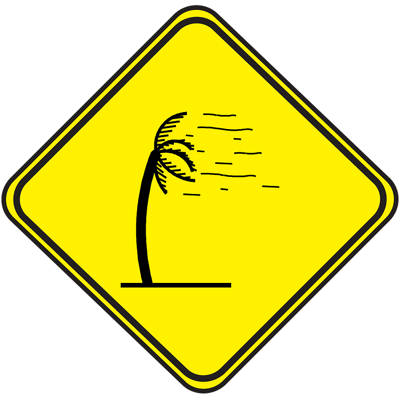 Dangerous crosswinds sign in Uruguay