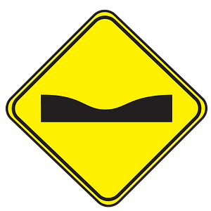Dip in road sign in Uruguay