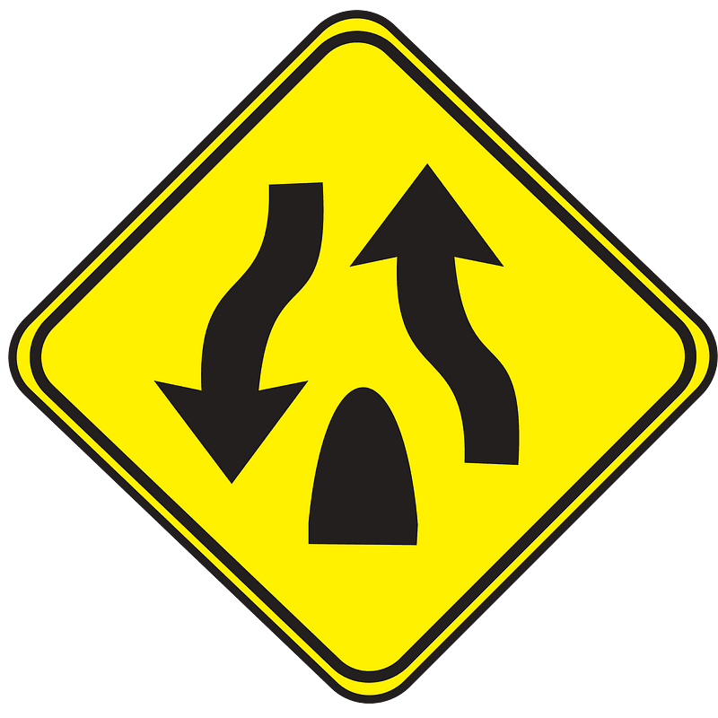 Divided highway ends sign in Uruguay