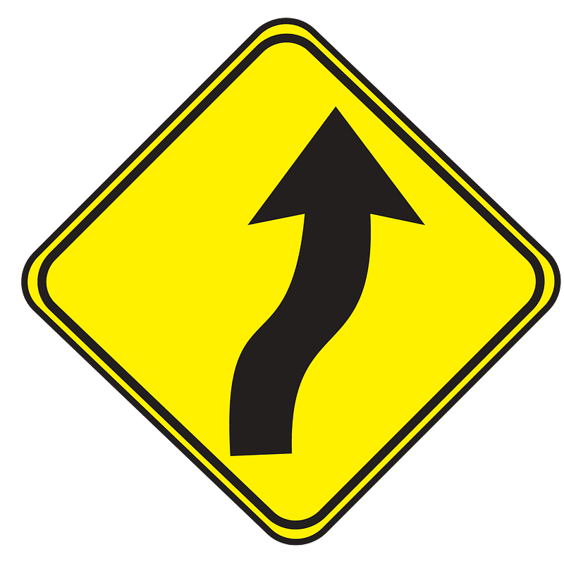 Double sharp curve ahead sign in Uruguay