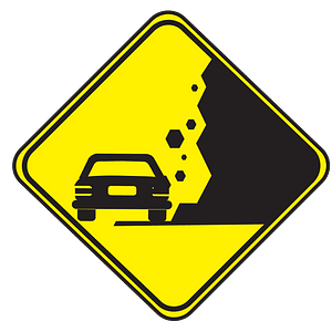 Falling rocks or debris sign in Uruguay
