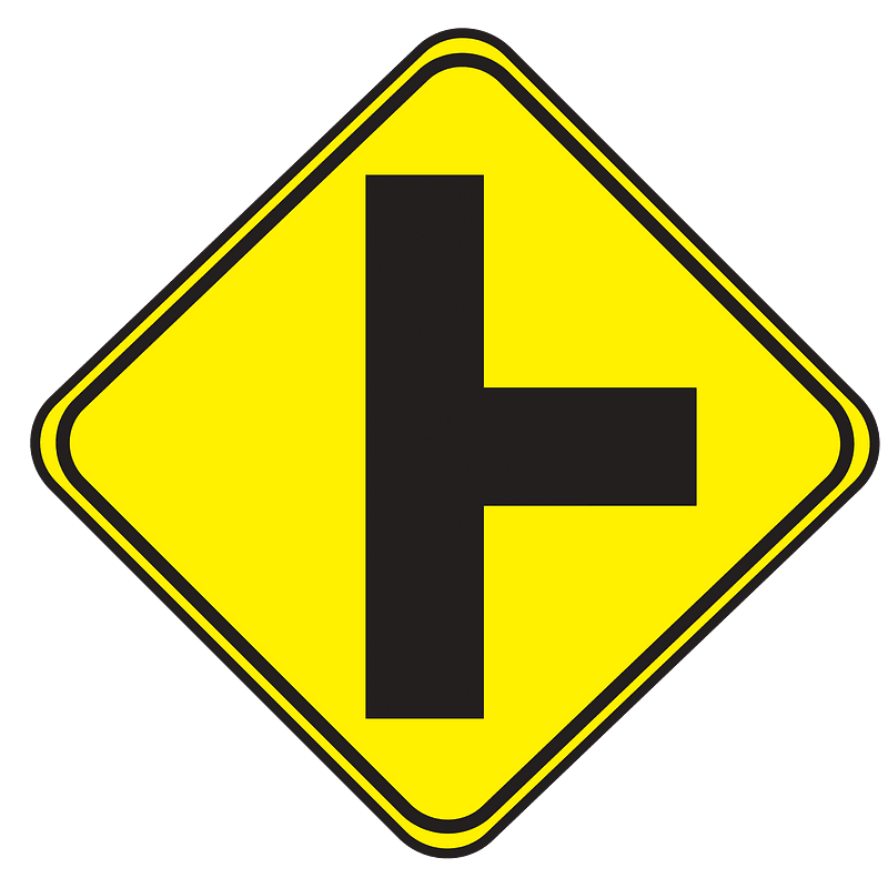 Junction with a side road ahead sign in Uruguay