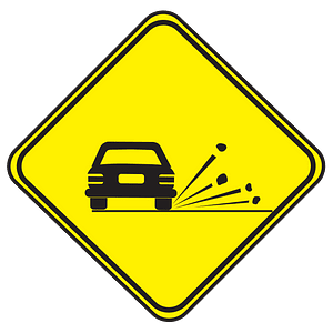 Loose road surface sign in Uruguay