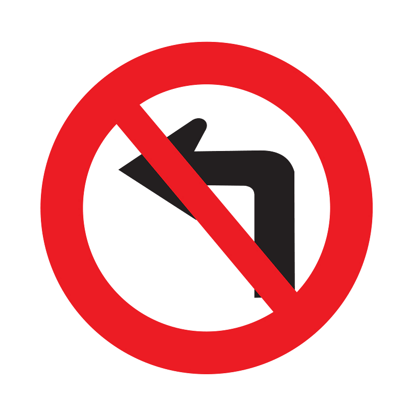 No left turn sign in Uruguay