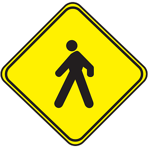Pedestrians / crossing ahead sign in Uruguay