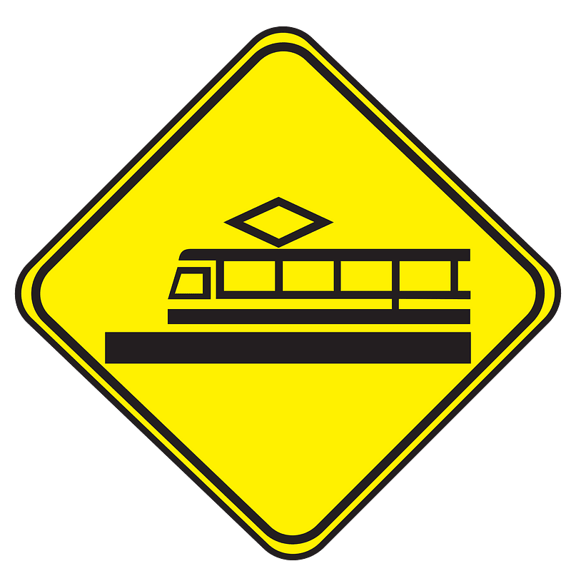 Tram / streetcar crossing sign in Uruguay