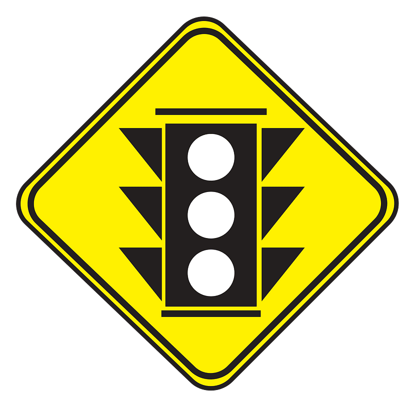 Traffic signals ahead sign in Uruguay