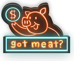 Refrigerator magnet label with pig
