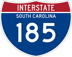 Interstate 185 South Carolina Metric sign