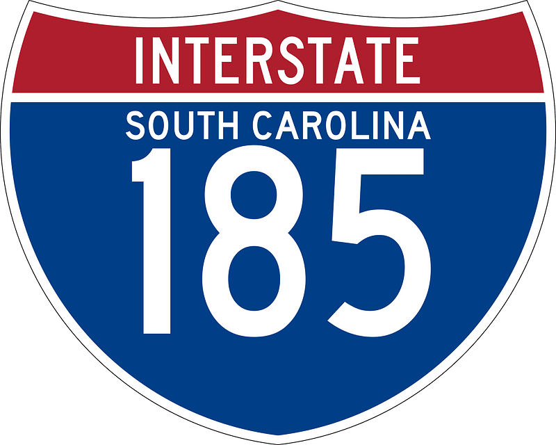 Interstate 185 South Carolina sign