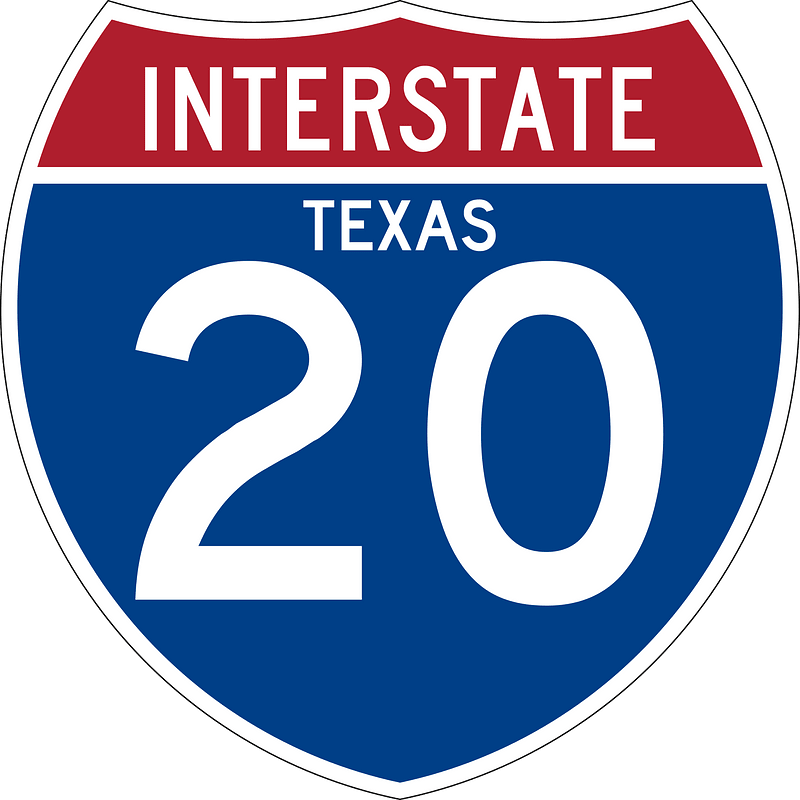 Interstate 20 Texas sign