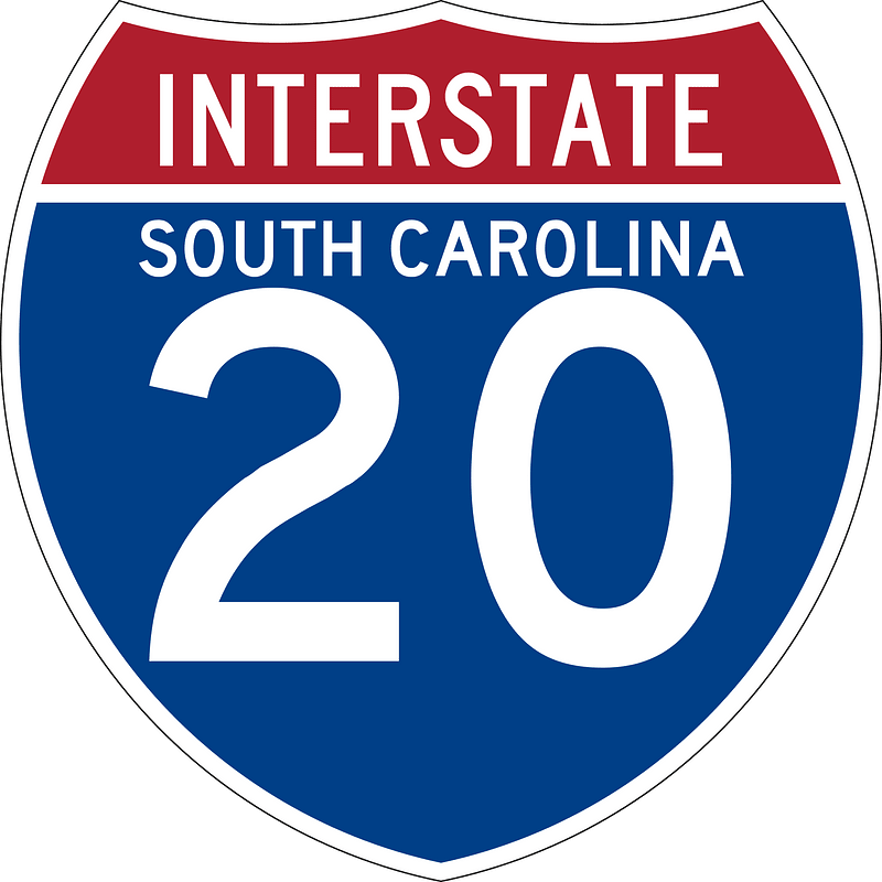 Interstate 20 South Carolina sign