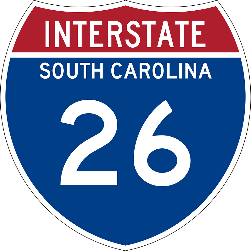 Interstate 26 South Carolina Metric sign
