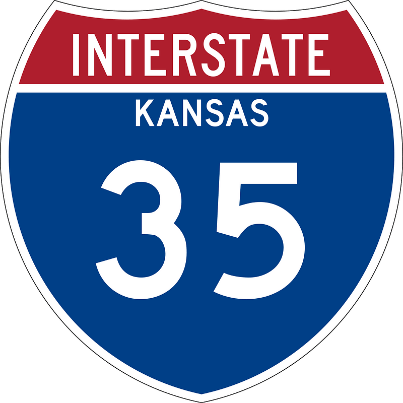 Interstate 35 Kansas Metric sign