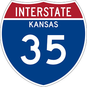 Interstate 35 Kansas Metric sign