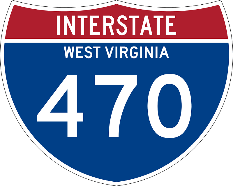 Interstate 470 West Virginia Metric sign