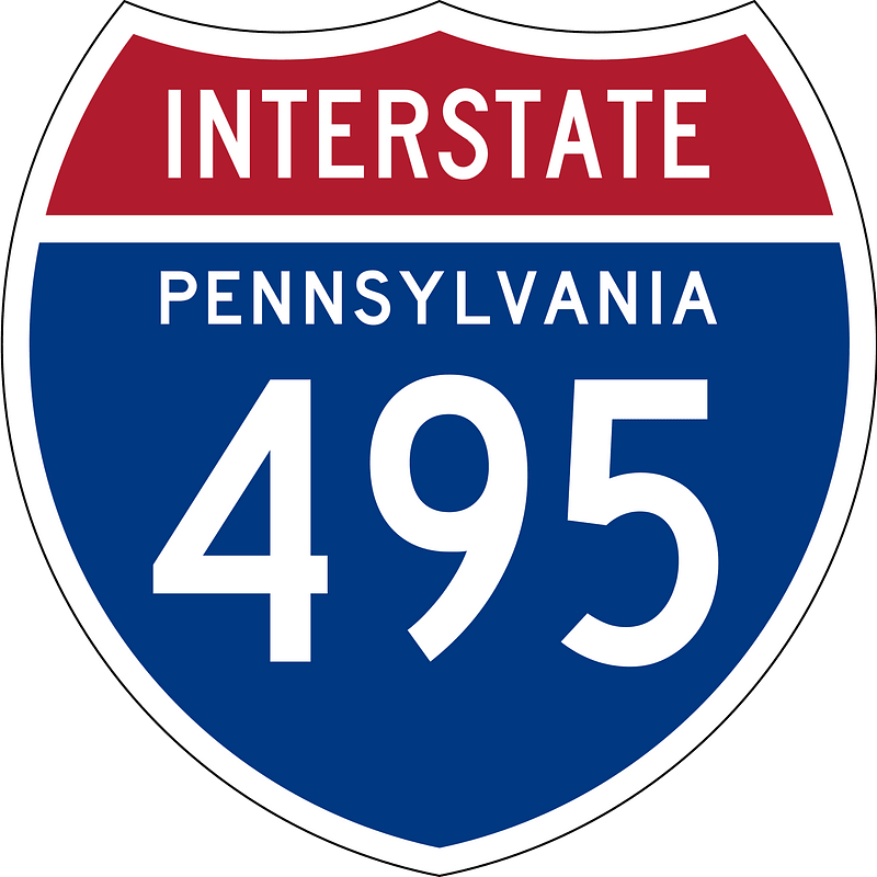 Interstate 495 Pennsylvania sign