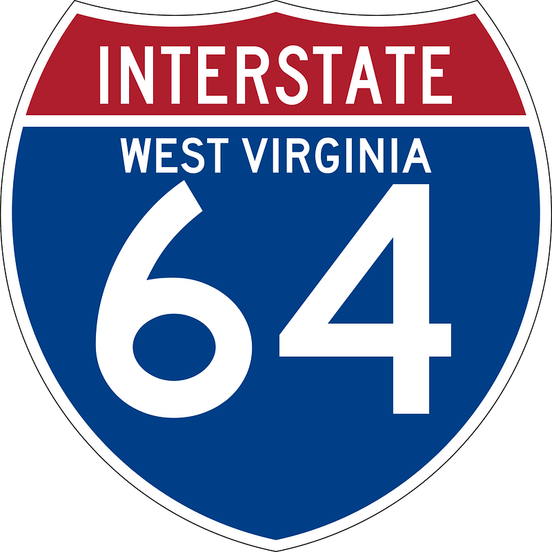 Interstate 64 West Virginia sign