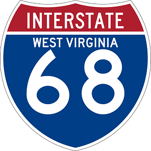 Interstate 68 West Virginia sign