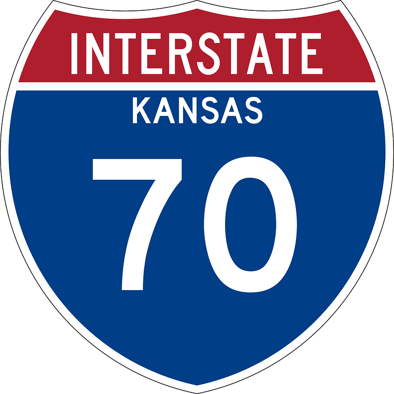 Interstate 70 Kansas Metric sign
