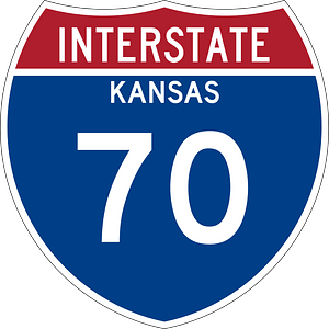 Interstate 70 Kansas Metric sign