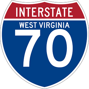 Interstate 70 West Virginia sign